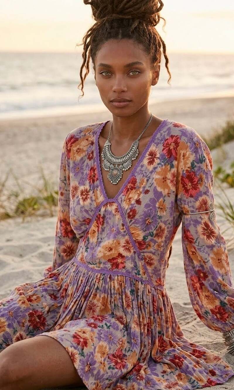 Free People Large Sweet Dreams Printed Floral Mini Dress Whimsy